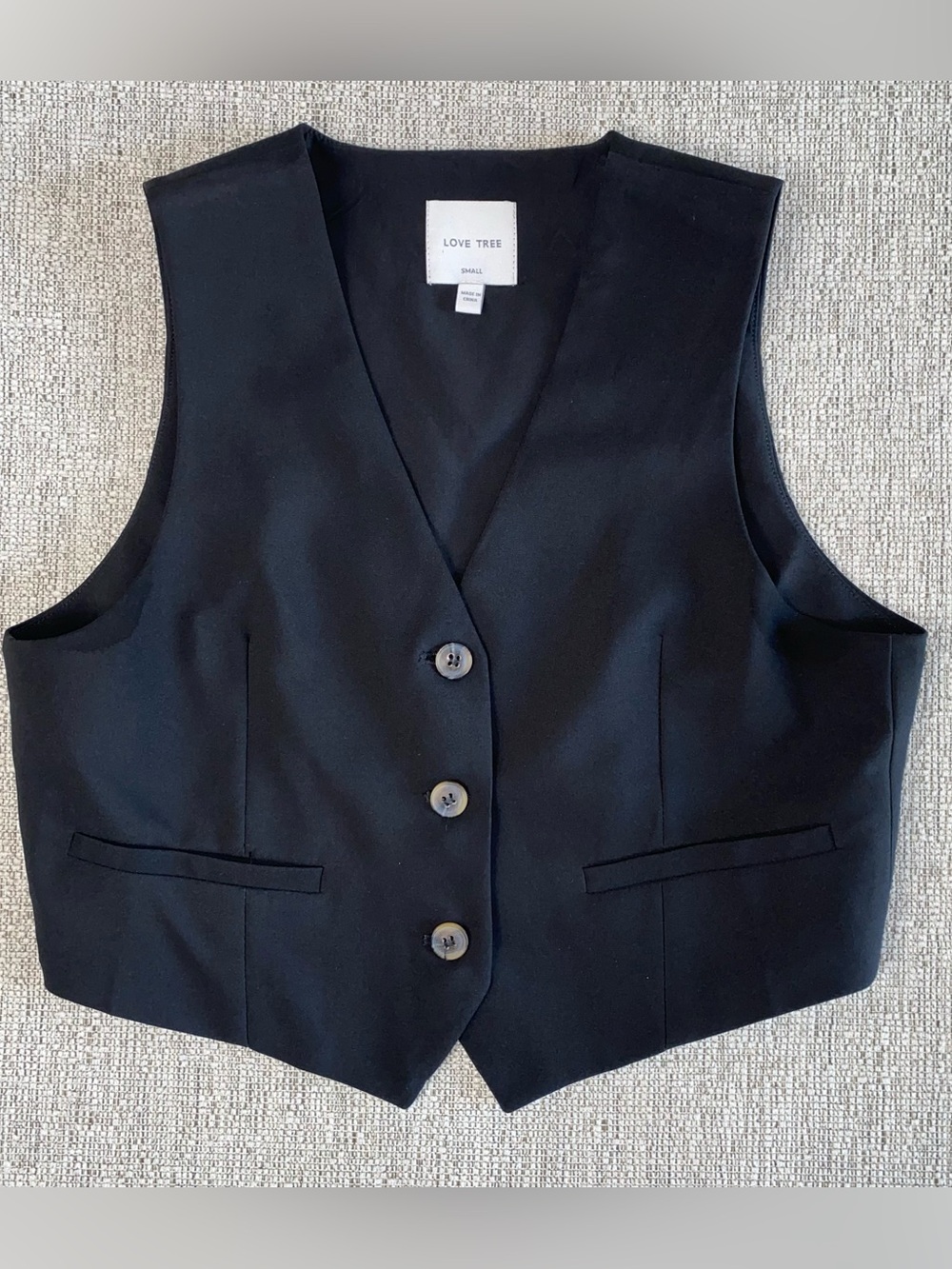 Love Tree Black Women's Tailored Button Vest